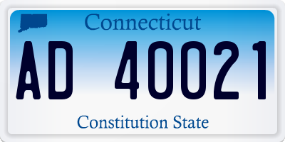 CT license plate AD40021