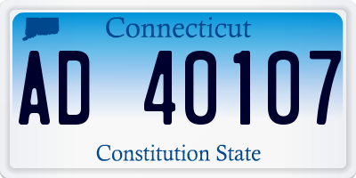 CT license plate AD40107