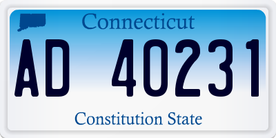 CT license plate AD40231