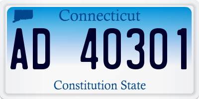 CT license plate AD40301