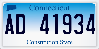 CT license plate AD41934