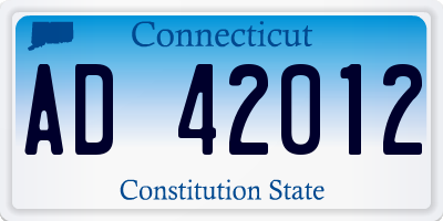 CT license plate AD42012