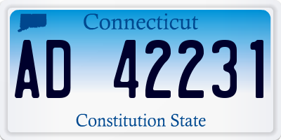 CT license plate AD42231