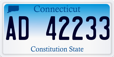 CT license plate AD42233