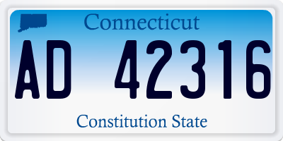 CT license plate AD42316