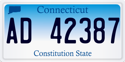 CT license plate AD42387