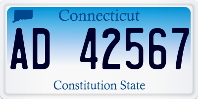 CT license plate AD42567