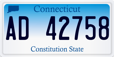 CT license plate AD42758