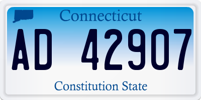 CT license plate AD42907