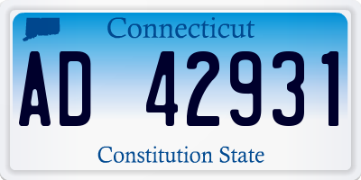 CT license plate AD42931