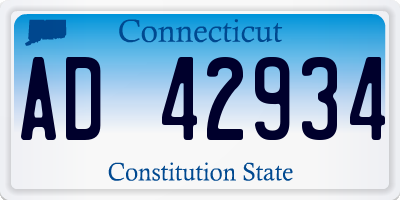 CT license plate AD42934