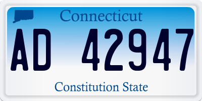 CT license plate AD42947
