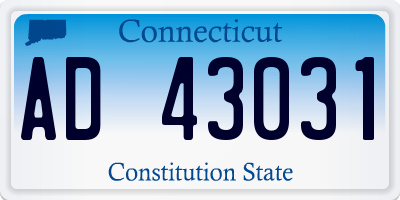 CT license plate AD43031