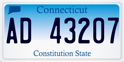 CT license plate AD43207