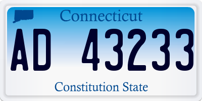 CT license plate AD43233