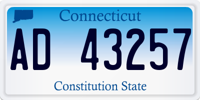 CT license plate AD43257