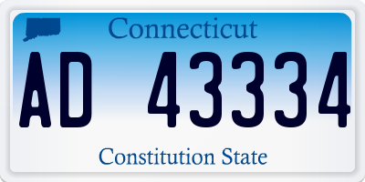 CT license plate AD43334