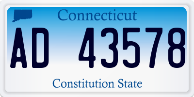 CT license plate AD43578