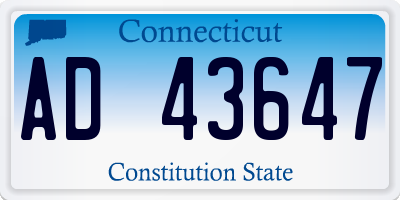 CT license plate AD43647
