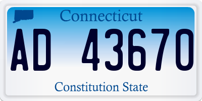 CT license plate AD43670