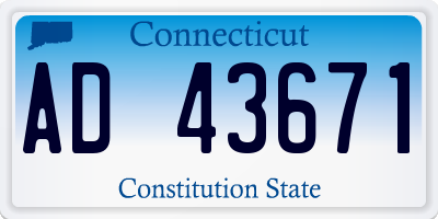 CT license plate AD43671