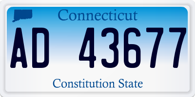 CT license plate AD43677