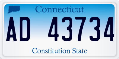 CT license plate AD43734