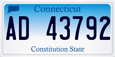 CT license plate AD43792