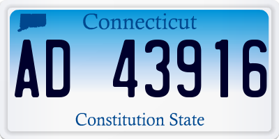 CT license plate AD43916