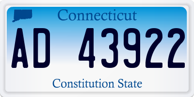 CT license plate AD43922