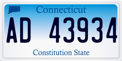 CT license plate AD43934