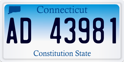 CT license plate AD43981