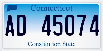 CT license plate AD45074