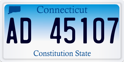 CT license plate AD45107