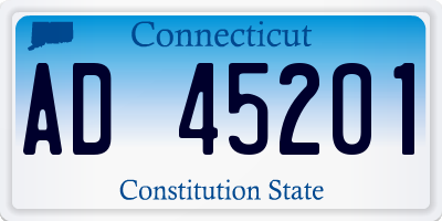 CT license plate AD45201