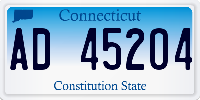 CT license plate AD45204
