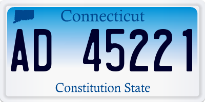 CT license plate AD45221