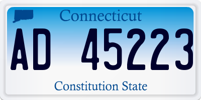 CT license plate AD45223