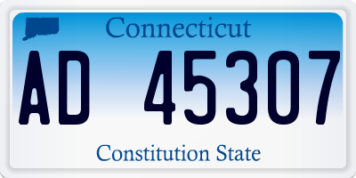 CT license plate AD45307