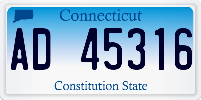 CT license plate AD45316