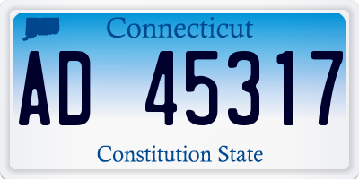 CT license plate AD45317