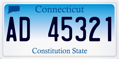 CT license plate AD45321
