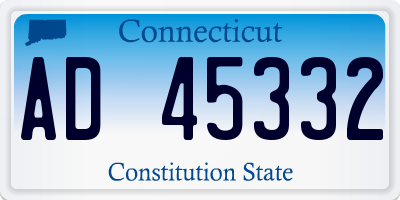CT license plate AD45332