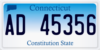 CT license plate AD45356
