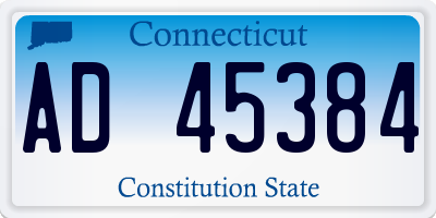 CT license plate AD45384