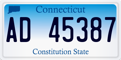 CT license plate AD45387