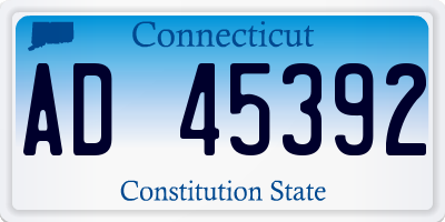 CT license plate AD45392