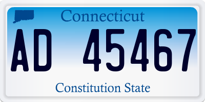 CT license plate AD45467