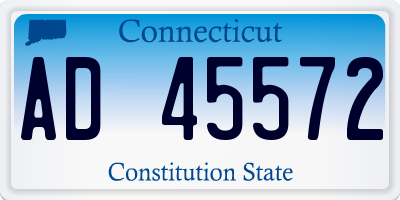CT license plate AD45572