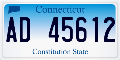 CT license plate AD45612